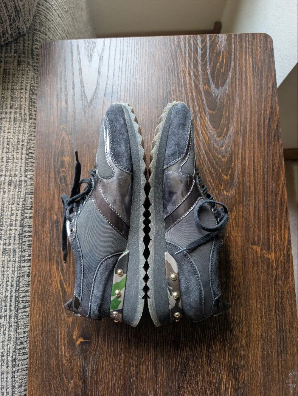 AGL Attilio Giusti Leombruni Black Gunmetal Camo Studded Glitter Sneakers
